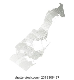 High detailed vector map. Principality of Monaco. Watercolor style. Gray color.