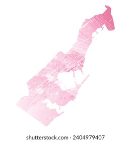 High detailed vector map. Principality of Monaco. Watercolor style. Amaranth pink color.