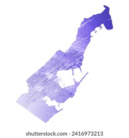 High detailed vector map. Principality of Monaco. Watercolor style. Aspid blue color. A violet, delicate, pastel color.