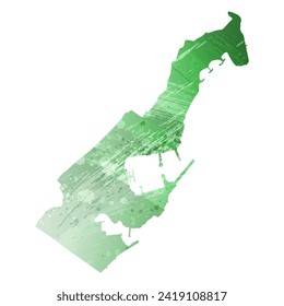 High detailed vector map. Principality of Monaco. Watercolor style. Green color. Salacious emerald color.