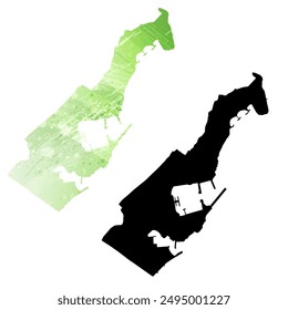 High detailed vector map. Principality of Monaco.