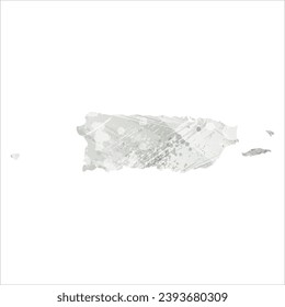 High detailed vector map. Puerto Rico. Watercolor style. Agate gray.