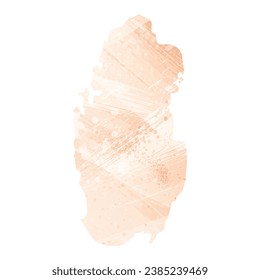Hohe detaillierte Vektorkarte. Katar. Aquarell. Aprikosenfarbe.