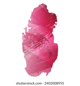 Hohe detaillierte Vektorkarte. Katar. Aquarell. Amaranth, violett.