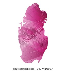 High detailed vector map. Qatar. Watercolor style. Amaranth deep purple color.
