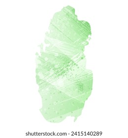 High detailed vector map. Qatar. Watercolor style. Light lettuce color. Pastel green.