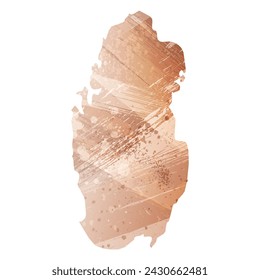 Mapa vectorial detallado. Qatar. Estilo acuarela. Beige y rojo. Color marrón.
