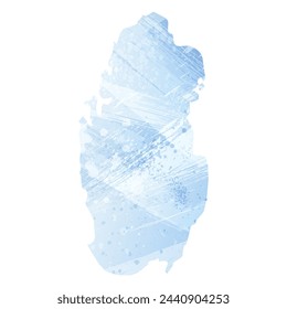 Carte vectorielle détaillée. Qatar. Style à l'aquarelle. Tournesol pâle. Couleur bleue. : image vectorielle de stock