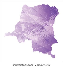 Mapa vectorial detallado alto. República del Congo. Estilo acuarela. Color púrpura anémico.
