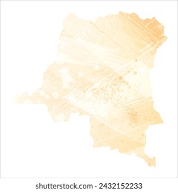 High detailed vector map. Republic of the Congo. Watercolor style. Yellow color.