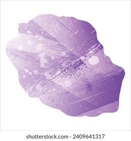 High detailed vector map. Reunion. Watercolor style. Amethyst purple color.