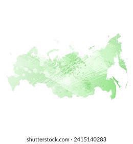 Mapa vectorial detallado alto. Rusia. Estilo acuarela. Color de la lechuga clara. Pastel verde.