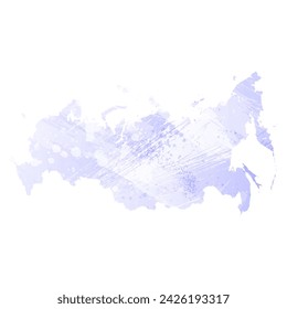 High detailed vector map. Russia. Watercolor style. Periwinkle color. Delicate lilac color. Pastel purple.