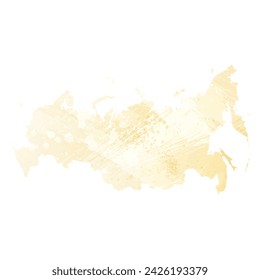 High detailed vector map. Russia. Watercolor style. Banana color. Pastel yellow. Delicate yellow.