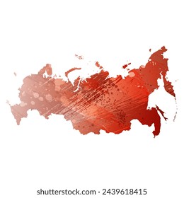 High detailed vector map. Russia. Watercolor style. Bismarck-furioso. Red color.
