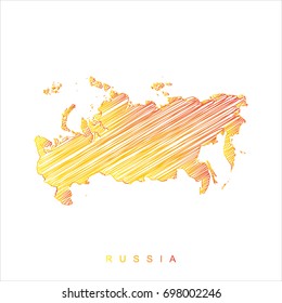 high detailed vector Map of Russia map Line Orange and red.