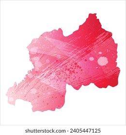 Hohe detaillierte Vektorkarte. Ruanda. Aquarell. Amaranth rote Farbe.