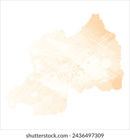 High detailed vector map. Rwanda. Watercolor style. Biscuit color. Pastel yellow color.