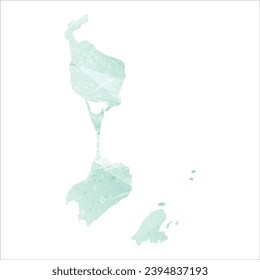 High detailed vector map. Saint Pierre and Miquelon. Watercolor style. Aquamarine color.