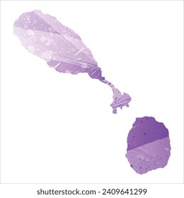 High detailed vector map. Saint Kitts and Nevis. Watercolor style. Amethyst purple color.