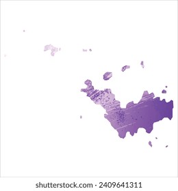 High detailed vector map. Saint Barthelemy. Watercolor style. Amethyst purple color.