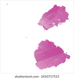 Mapa vectorial detallado alto. Santa Elena, Ascensión y Tristán da Cunha. Estilo acuarela. Color rosa amaranto claro cerezo.