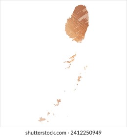 High detailed vector map. Saint Vincent and the Grenadines. Watercolor style. Antique brass. Light brown. Gold color.