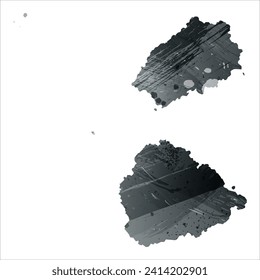 High detailed vector map. Saint Helena, Ascension and Tristan da Cunha. Watercolor style. Anthracite gray. Dark gray. Black color.