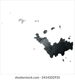 Mapa vectorial detallado alto. San Bartolomé. Estilo acuarela. Gris antracita. Gris oscuro. Color negro.
