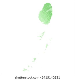 High detailed vector map. Saint Vincent and the Grenadines. Watercolor style. Light lettuce color. Pastel green.
