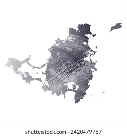 High detailed vector map. Saint Martin and Sint Maarten. Watercolor style. Anthracite gray color. 