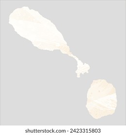 High detailed vector map. Saint Kitts and Nevis. Watercolor style. Banana color. Pastel yellow color.
