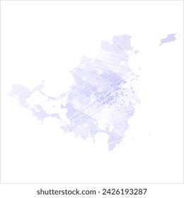 High detailed vector map. Saint Martin and Sint Maarten. Watercolor style. Periwinkle color. Delicate lilac color. Pastel purple.