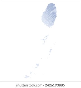 High detailed vector map. Saint Vincent and the Grenadines. Watercolor style. Periwinkle color. Delicate lilac color. Pastel purple.