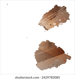 High detailed vector map. Saint Helena, Ascension and Tristan da Cunha. Watercolor Style. Beige and brown color.