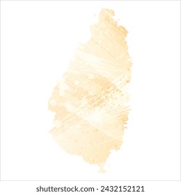 High detailed vector map. Saint Lucia. Watercolor style. Yellow color.
