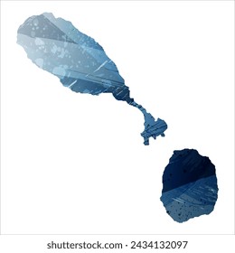 High detailed vector map. Saint Kitts and Nevis. Watercolor style. Deep blue color. Berlin azure.