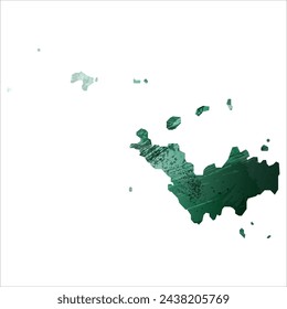 High detailed vector map. Saint Barthelemy. Watercolor style. Turquoise green color.