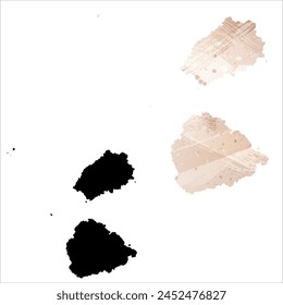 High detailed vector map. Saint Helena, Ascension and Tristan da Cunha. Set of two cards. Watercolor style. Brown beige color. Black card.