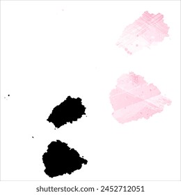 High detailed vector map. Saint Helena, Ascension and Tristan da Cunha. Set of two cards. Watercolor style. Pink color. Black card.