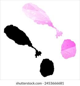 High detailed vector map. Saint Kitts and Nevis. Set of two cards. Watercolor style. Pink color. Black card.