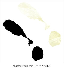 High detailed vector map. Saint Kitts and Nevis. Set of two cards. Watercolor style. Yellow lemon color. Black card.