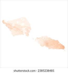 High detailed vector map. Samoa. Watercolor style. Apricot color.