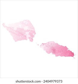 High detailed vector map. Samoa. Watercolor style. Amaranth pink color.