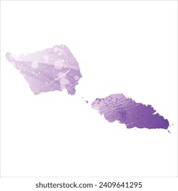 High detailed vector map. Samoa. Watercolor style. Amethyst purple color.