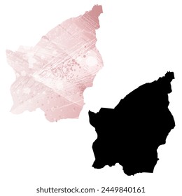 High detailed vector map. San Marino. Set of two cards. Watercolor style. Pink color. Black card.