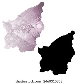 High detailed vector map. San Marino. Set of two cards. Watercolor style. Purple color. Black card.