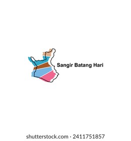 High detailed vector map of Sangir Batang Hari modern outline, Logo Vector Design. Abstract, designs concept, logo, logotype element for template.