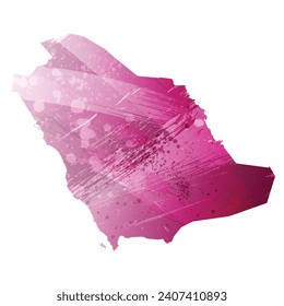 High detailed vector map. Saudi Arabia. Watercolor style. Amaranth deep purple color.