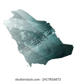 High detailed vector map. Saudi Arabia. Watercolor style. Aspid gray color. Green-gray deep color.